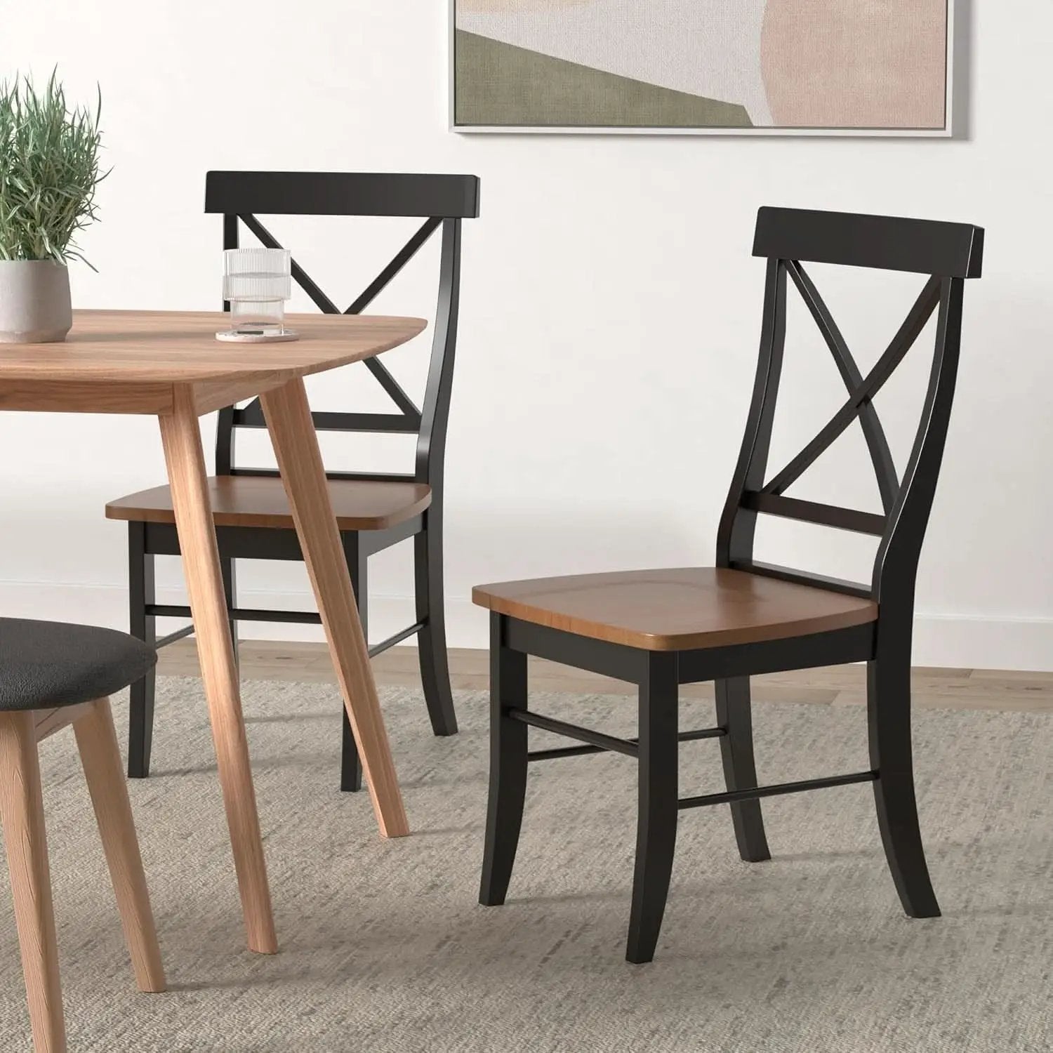 X Back Dining Chair Solid Wood Seat In Black Cherry from PriceLows™