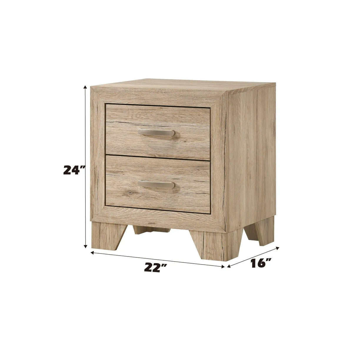 Miquell Elegant Design Nightstand | 16 x 22 x 24 in | Metal & Veneer | Bedroom