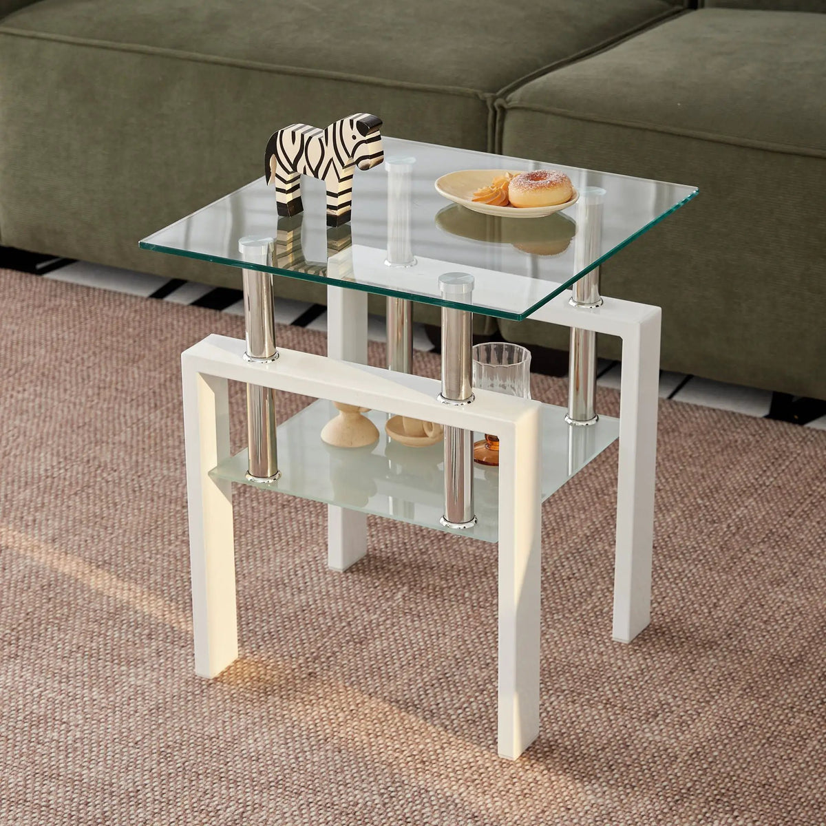 Tempered Glass Table | Hidden Storage | Easy Assembly