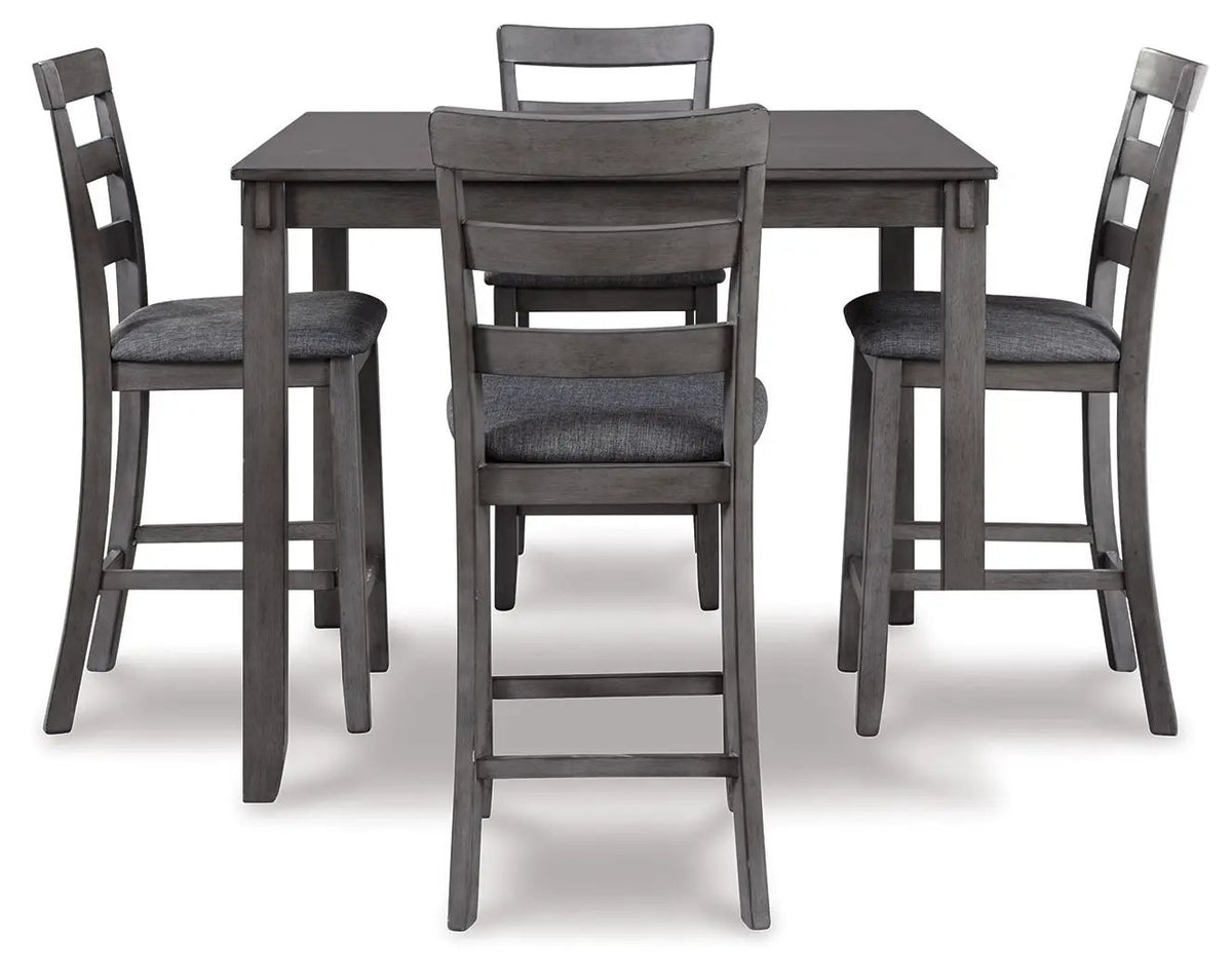 Bridson Square Counter Table Set | 5-Piece | 42.13 Inch Width | Gray