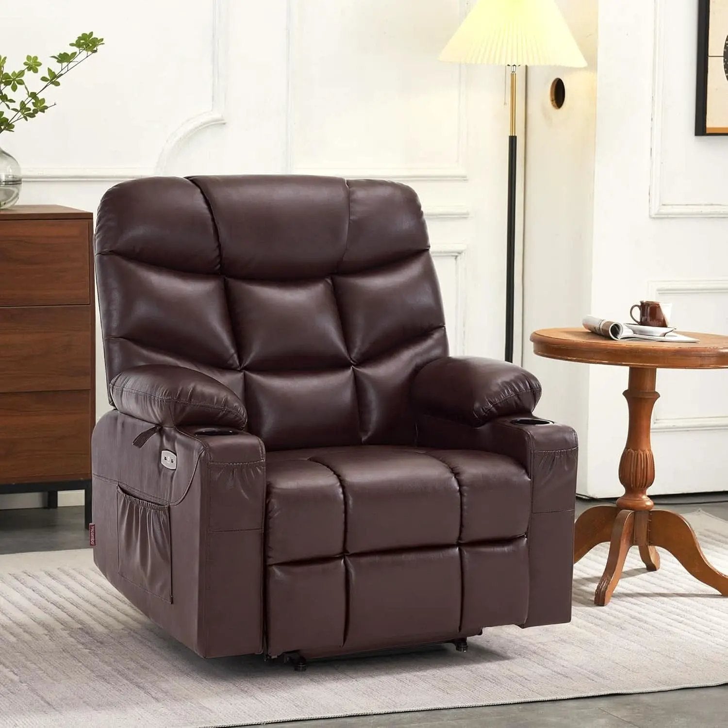 Power Lift Recliner Dark Brown Extended Footrest Chair from PriceLows™