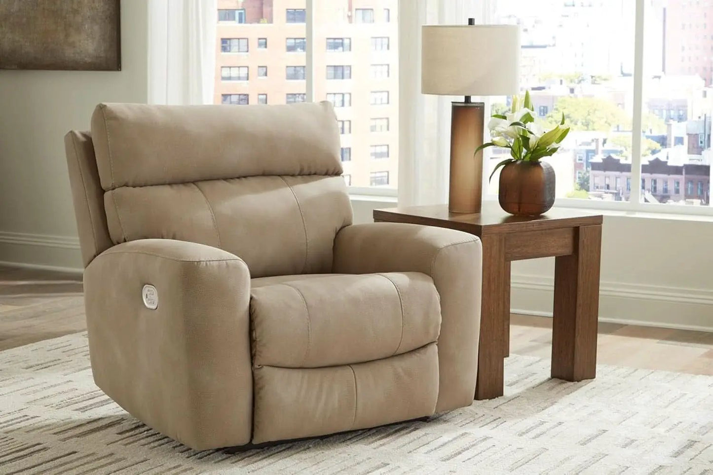 Wall Hugger Power Recliner Light Brown With USB Ports from PriceLows™