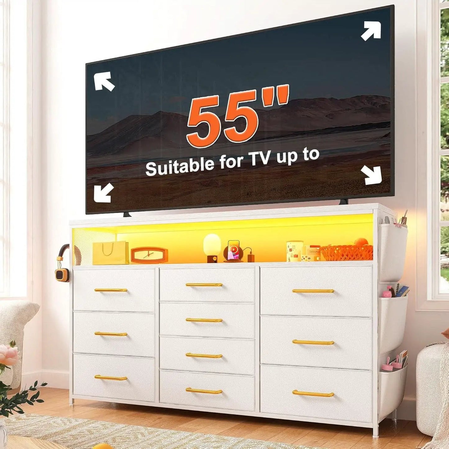 Sturdy Dresser TV Stand For 55 Inch TV With 10 Drawers from PriceLows™