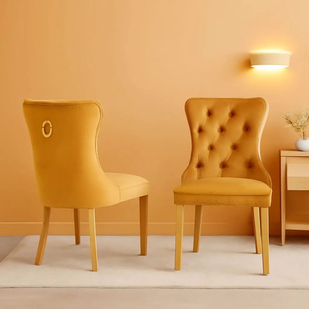 Velvet Tufted Dining Chair Set Of 2 With Nailhead Trim from PriceLows™