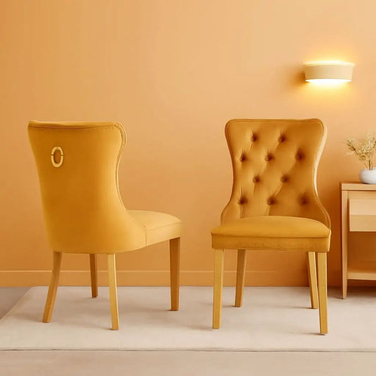 Velvet Tufted Dining Chair Set Of 2 With Nailhead Trim from PriceLows™