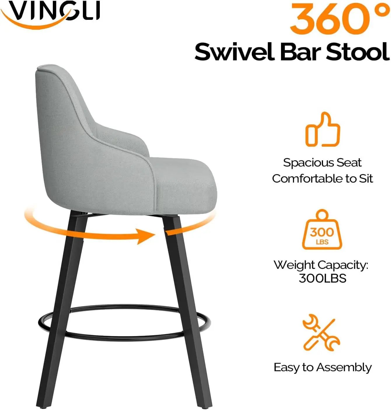 Linen Fabric Upholstered Swivel Barstools Set of Two from PriceLows™