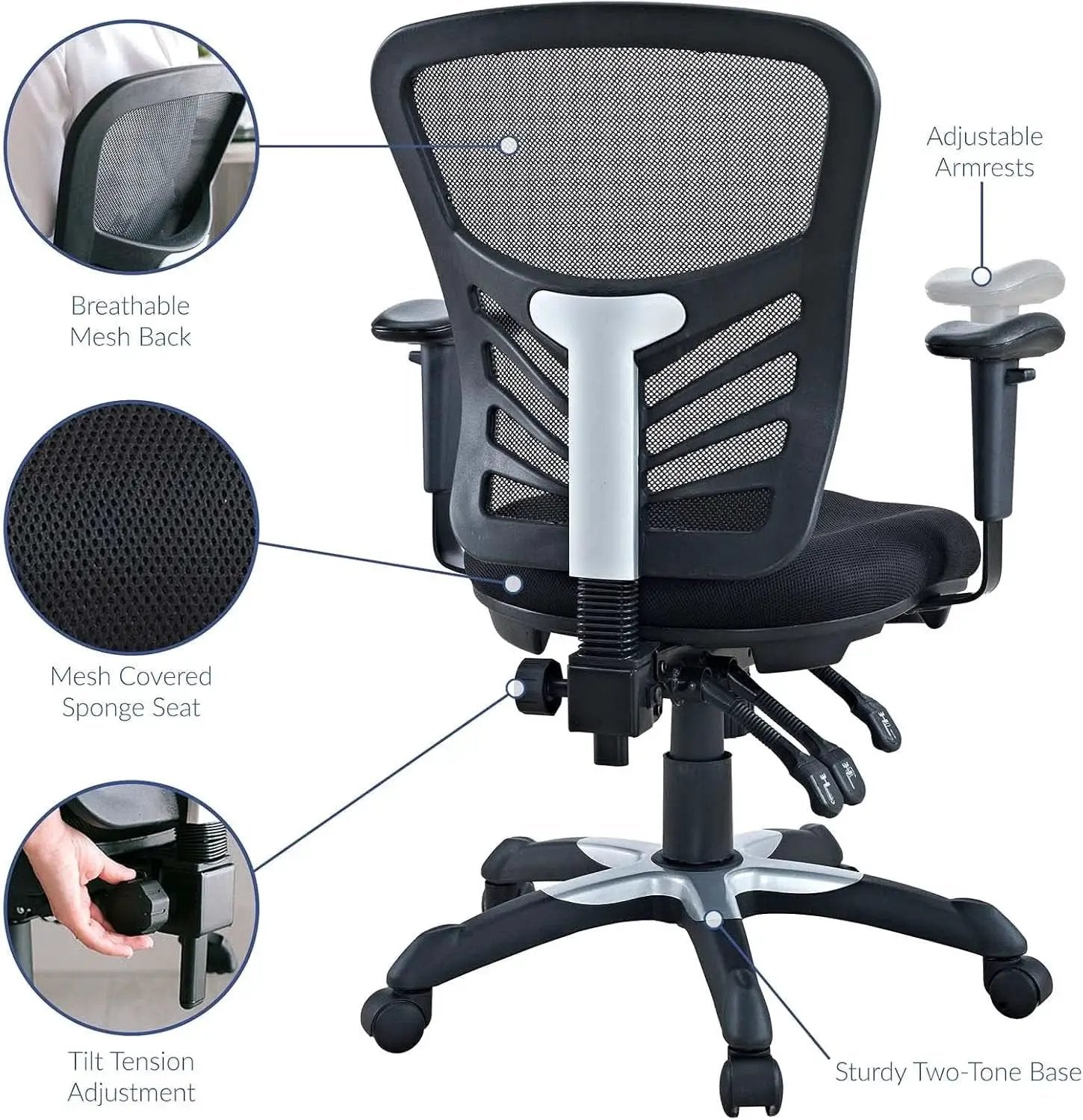 Articulate Ergonomic Mesh Office Chair Black Lumbar Support from PriceLows™