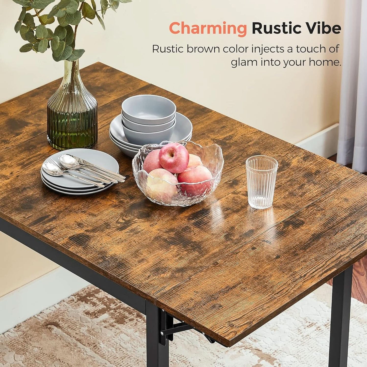 Folding Dining Table Drop Leaf Extendable Brown For Small Spaces Seats 2 To 4 from PriceLows™