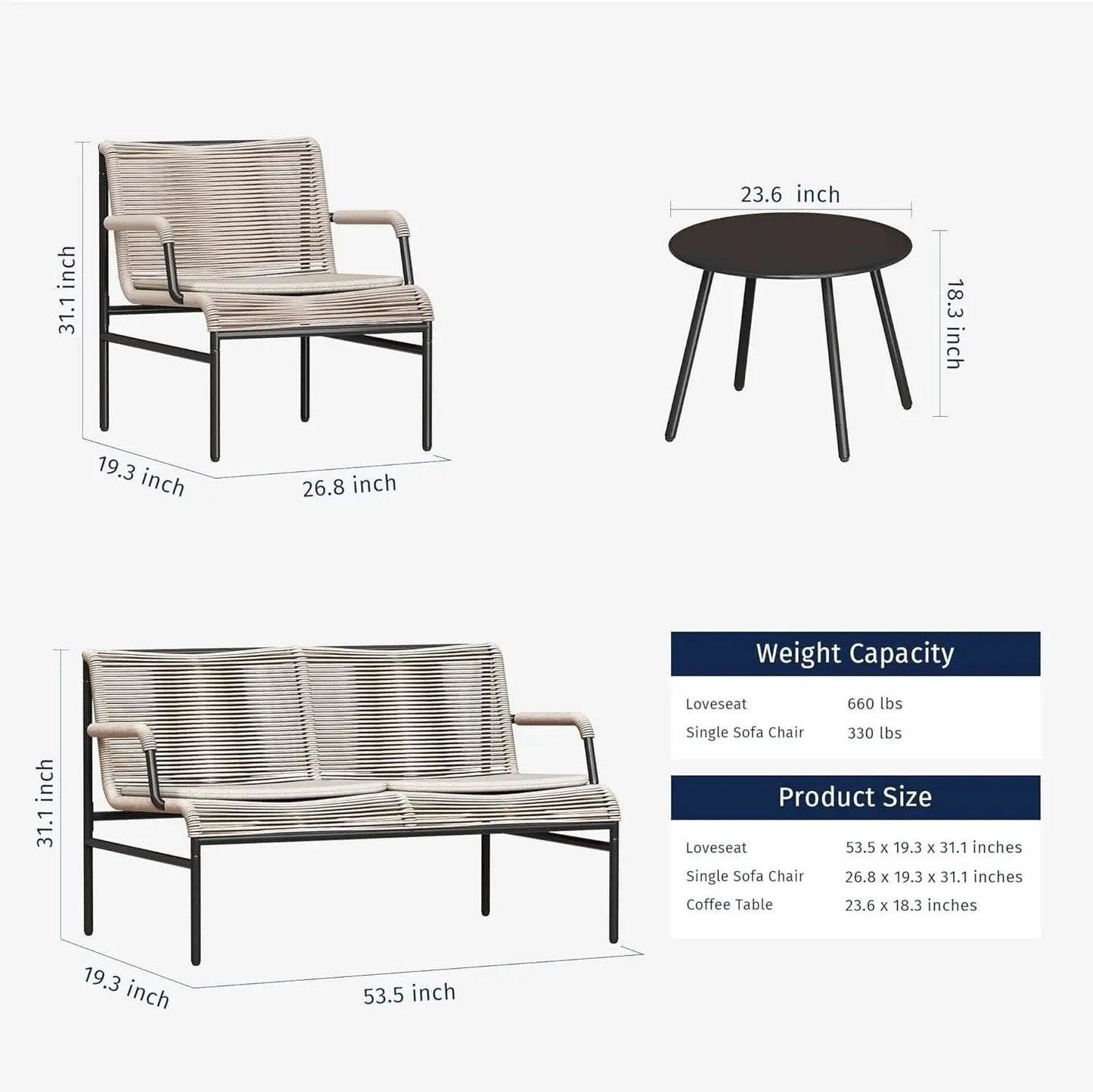 Modern Four Piece Patio Furniture Set for Outdoor Spaces from PriceLows™