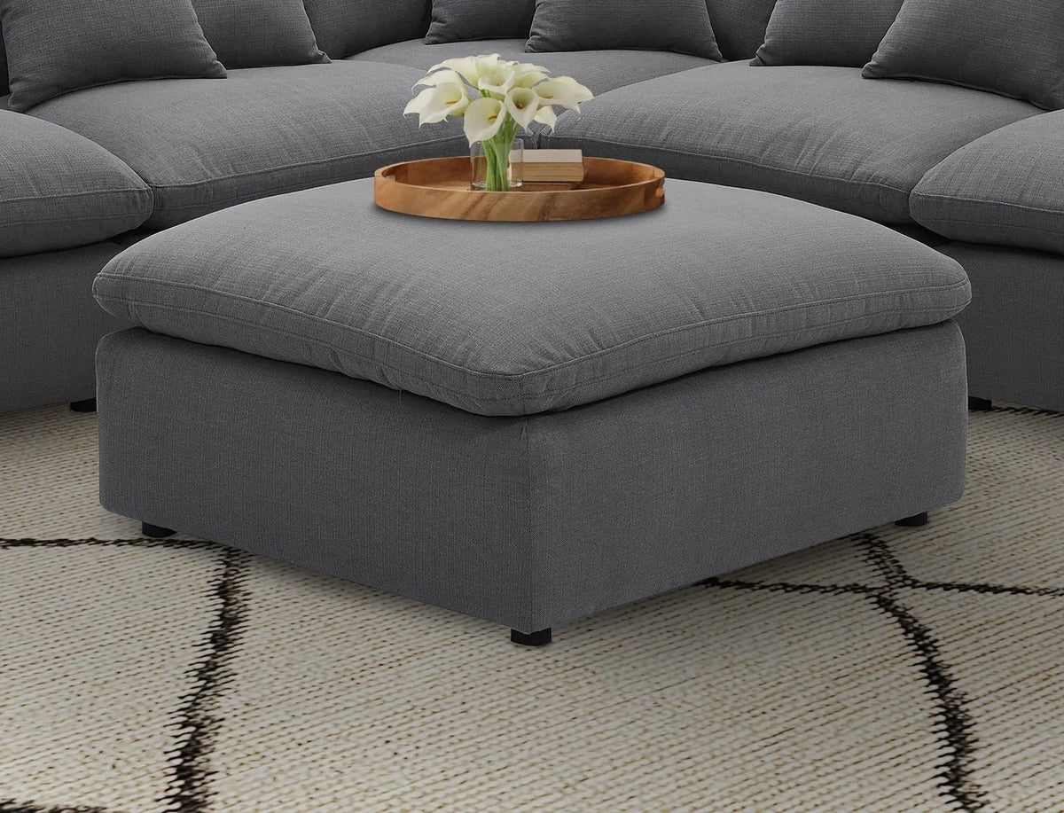 Hobson Square Upholstered Ottoman | 40 x 38 x 19 in | Fabric | Charcoal