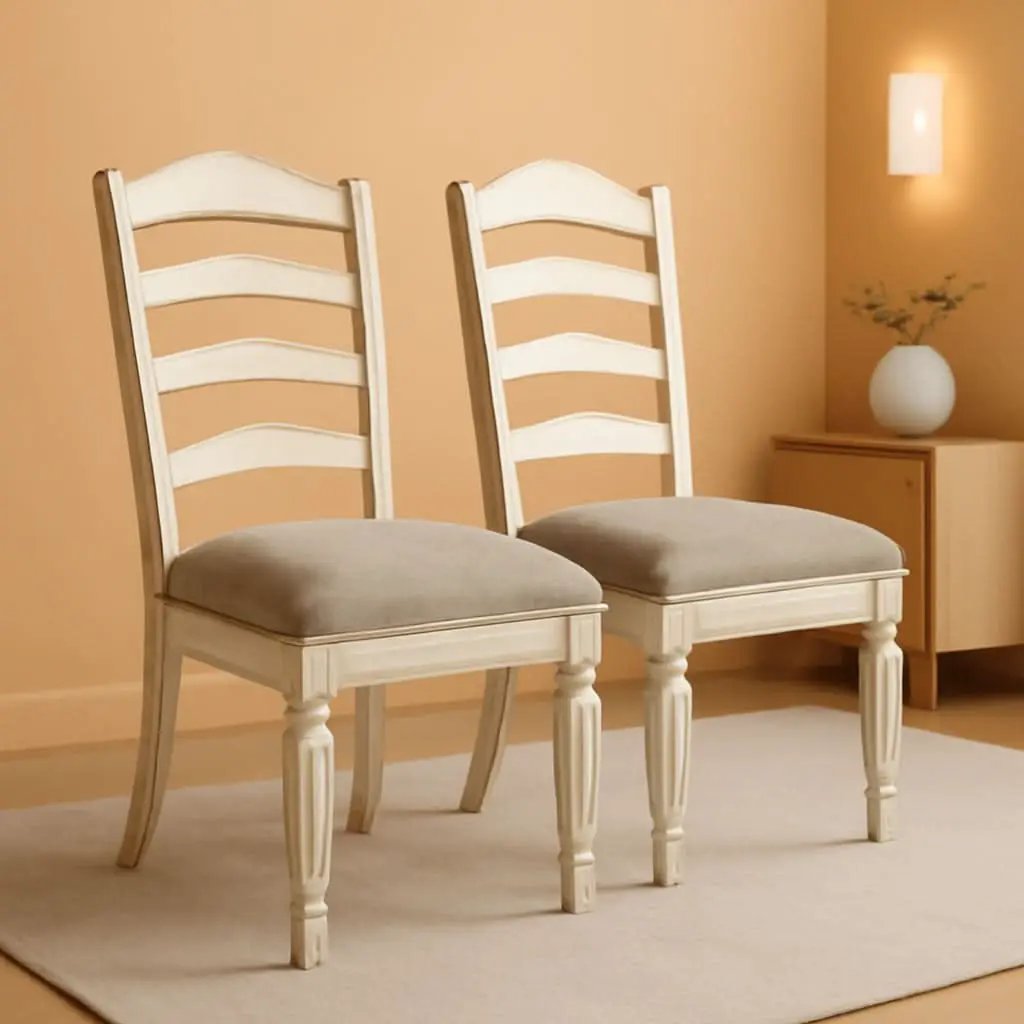 Upholstered Dining Chairs Set, Antique White, 2 Count from PriceLows™