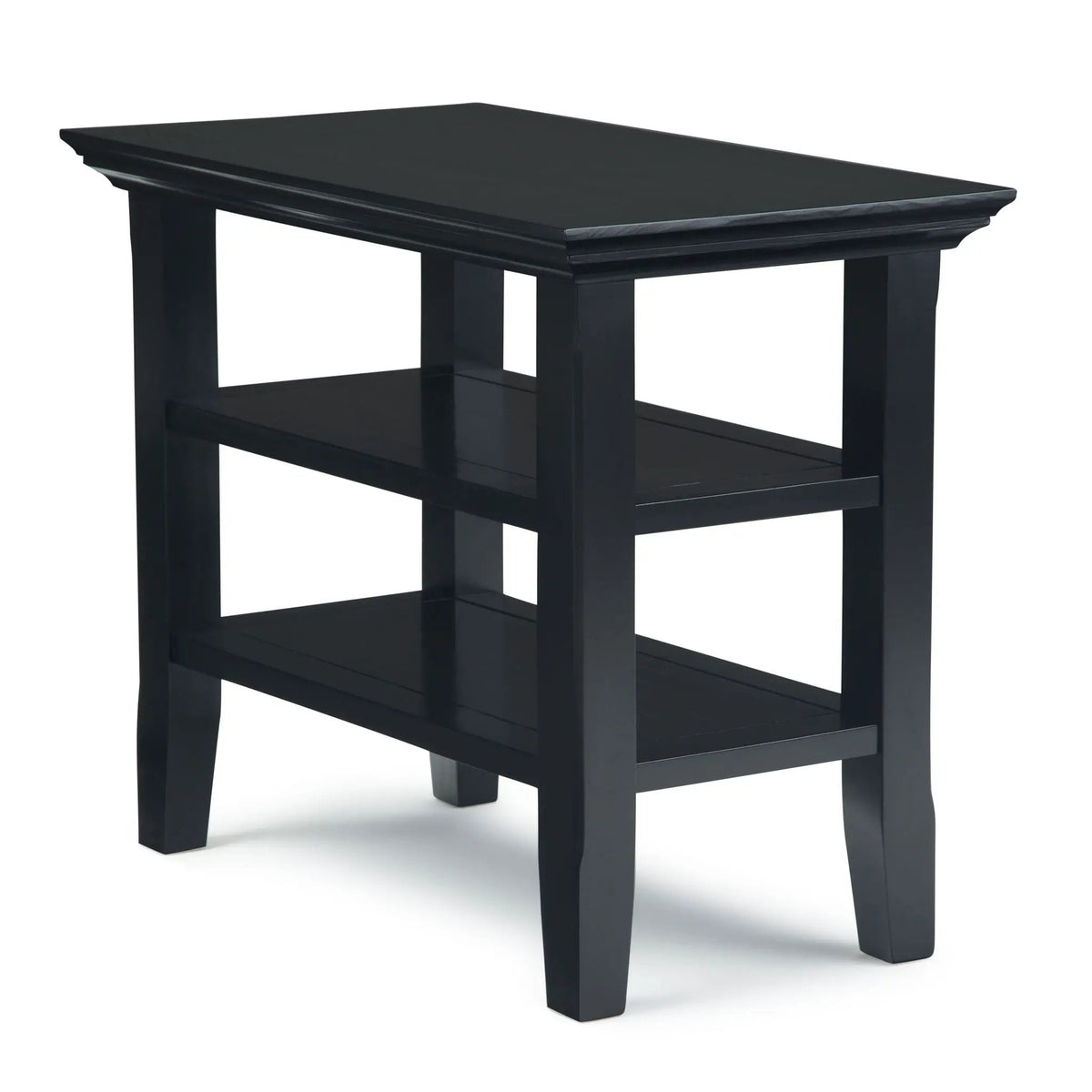 Acadian Narrow Side Table | Handcrafted Solid Wood | 2 Open Storage Shelves | 24 Inch Height