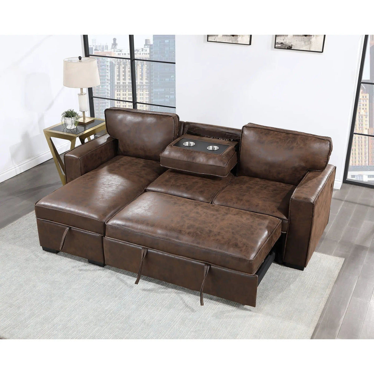 Territory Pull Out Sofa Bed Sleeper Sectional | 3 Pieces | Fabric | Bedroom