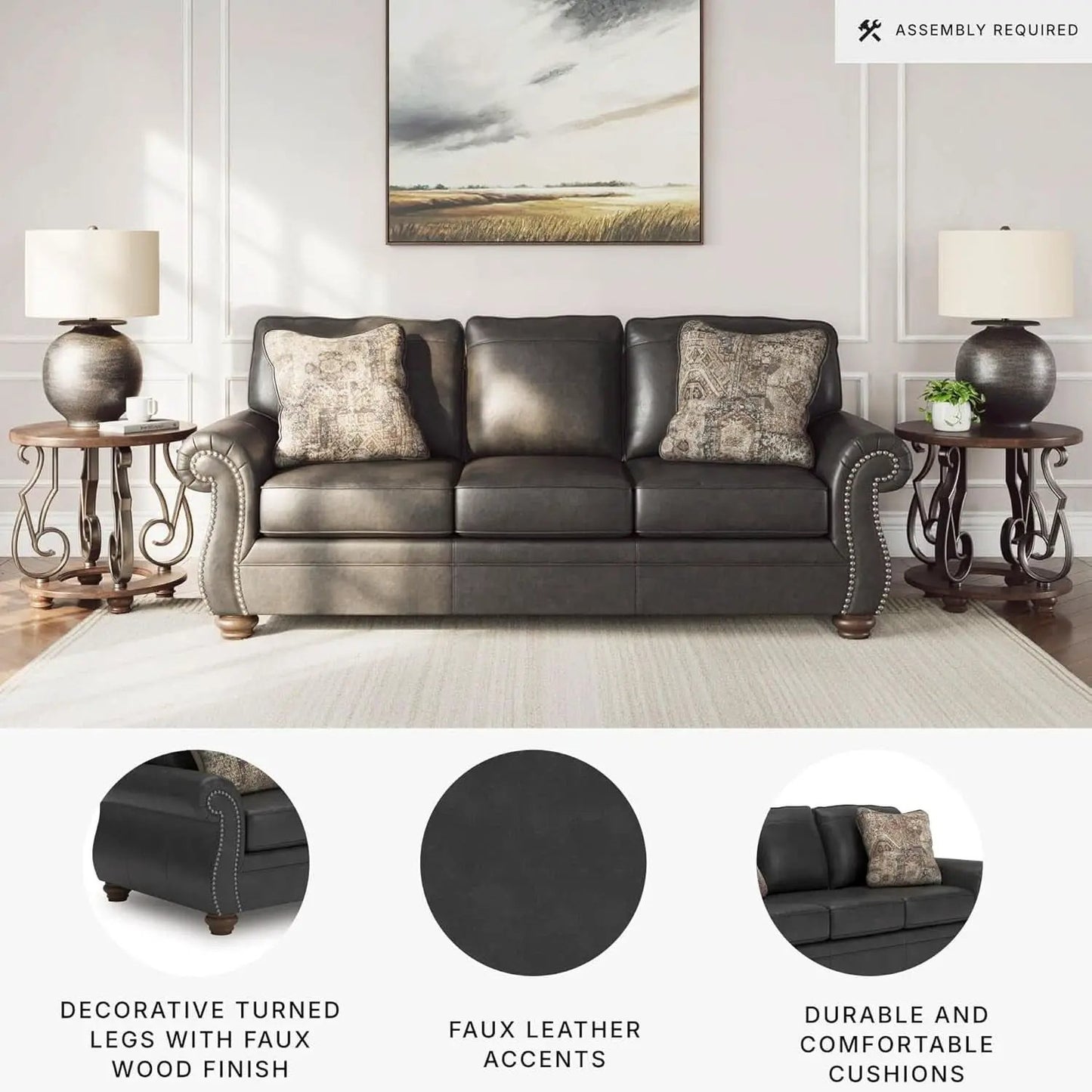 Queen Sofa Sleeper Anthracite Black Memory Foam Ultra from PriceLows™