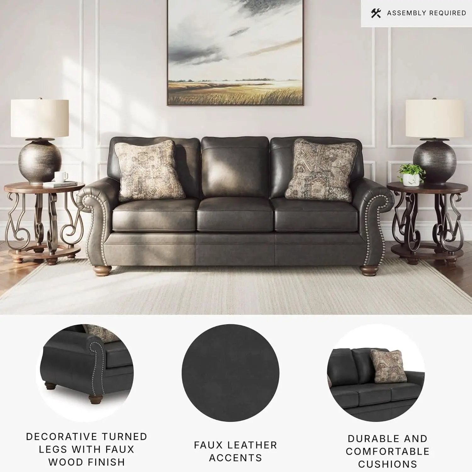 Queen Sofa Sleeper Anthracite Black Memory Foam Ultra from PriceLows™