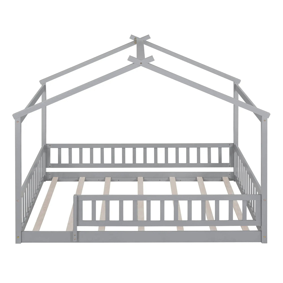 Kids Bed Frame | Playhouse Design | Roof And Fence | Toddler Size