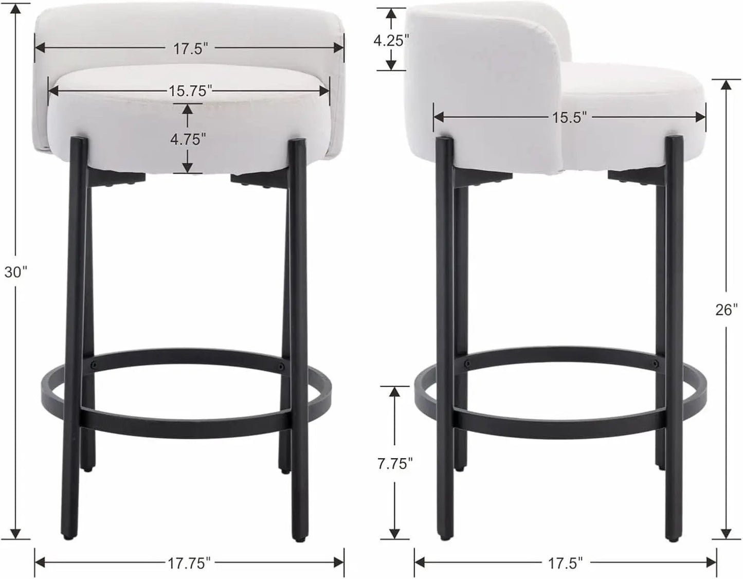 26 Inch Round Faux Leather Bar Stools Set Of 2 White from PriceLows™