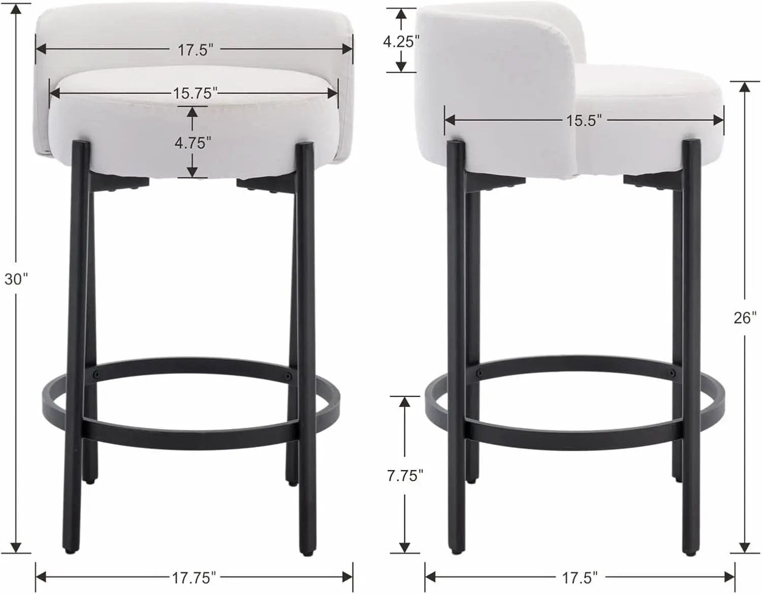 26 Inch Round Faux Leather Bar Stools Set Of 2 White from PriceLows™