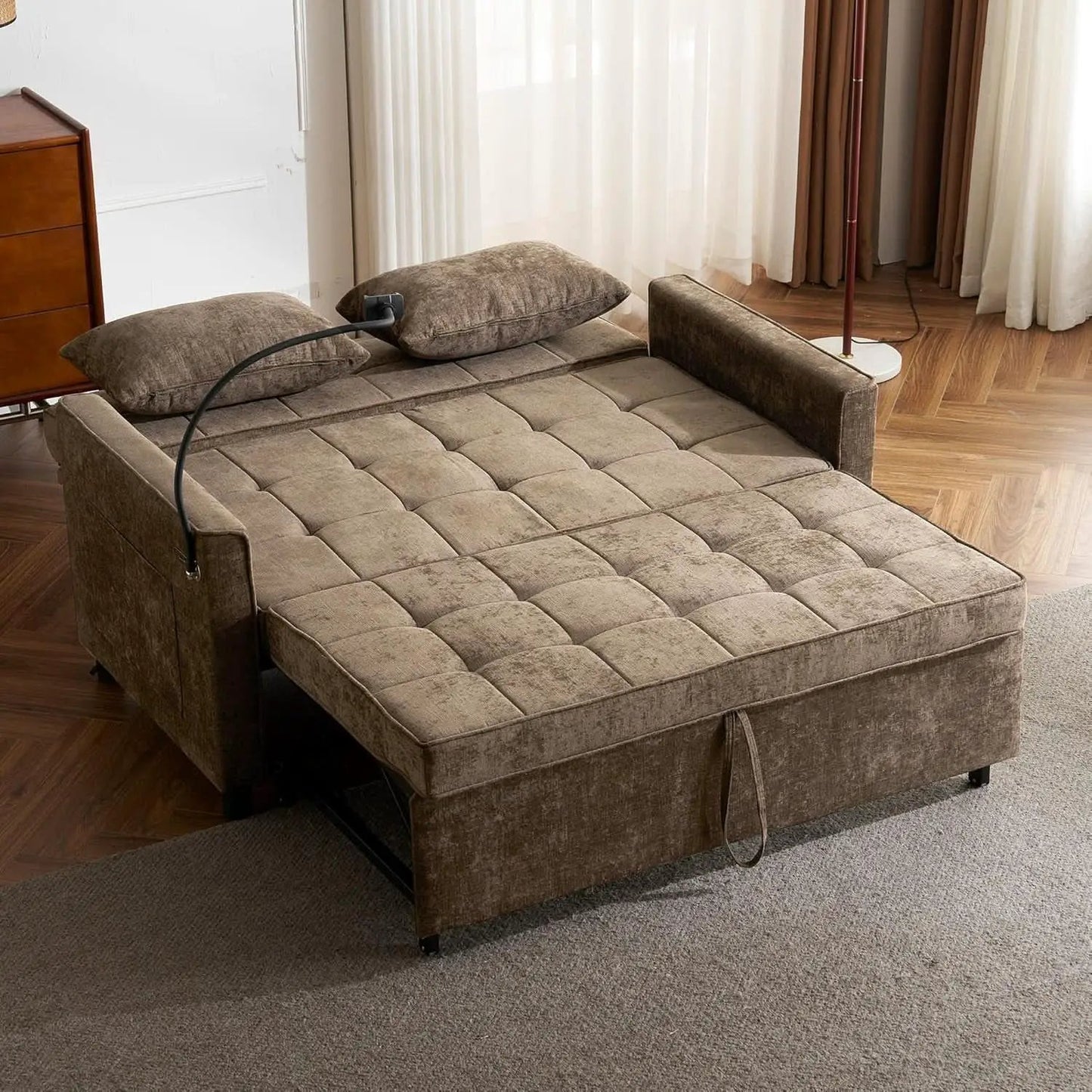 Premium Grade Ultra Chenille Sleeper Sofa With USB Ports from PriceLows™