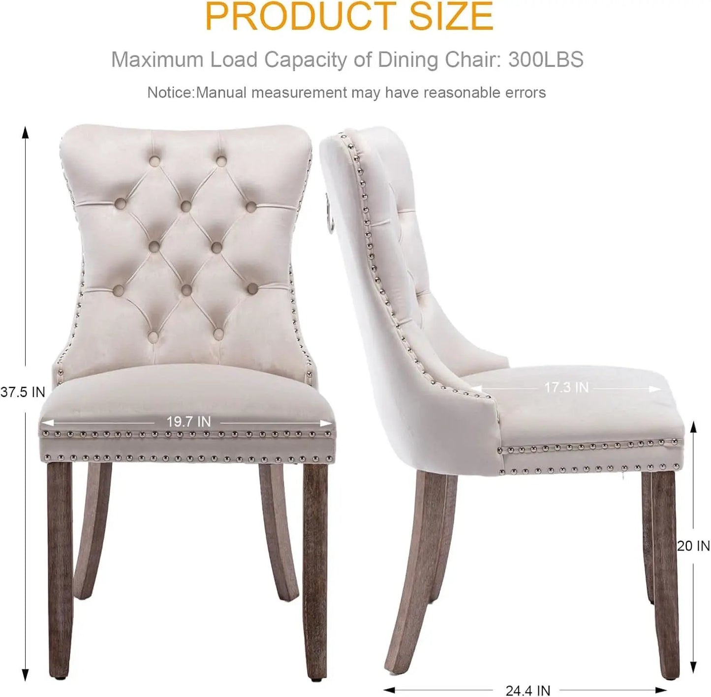 Beige Velvet Tufted Dining Chairs 4 Pack With Nailhead Trim from PriceLows™