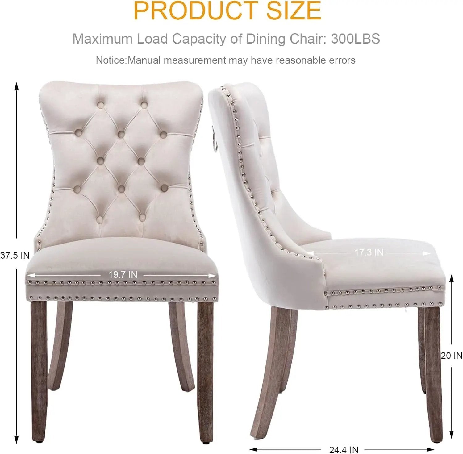 Beige Velvet Tufted Dining Chairs 4 Pack With Nailhead Trim from PriceLows™