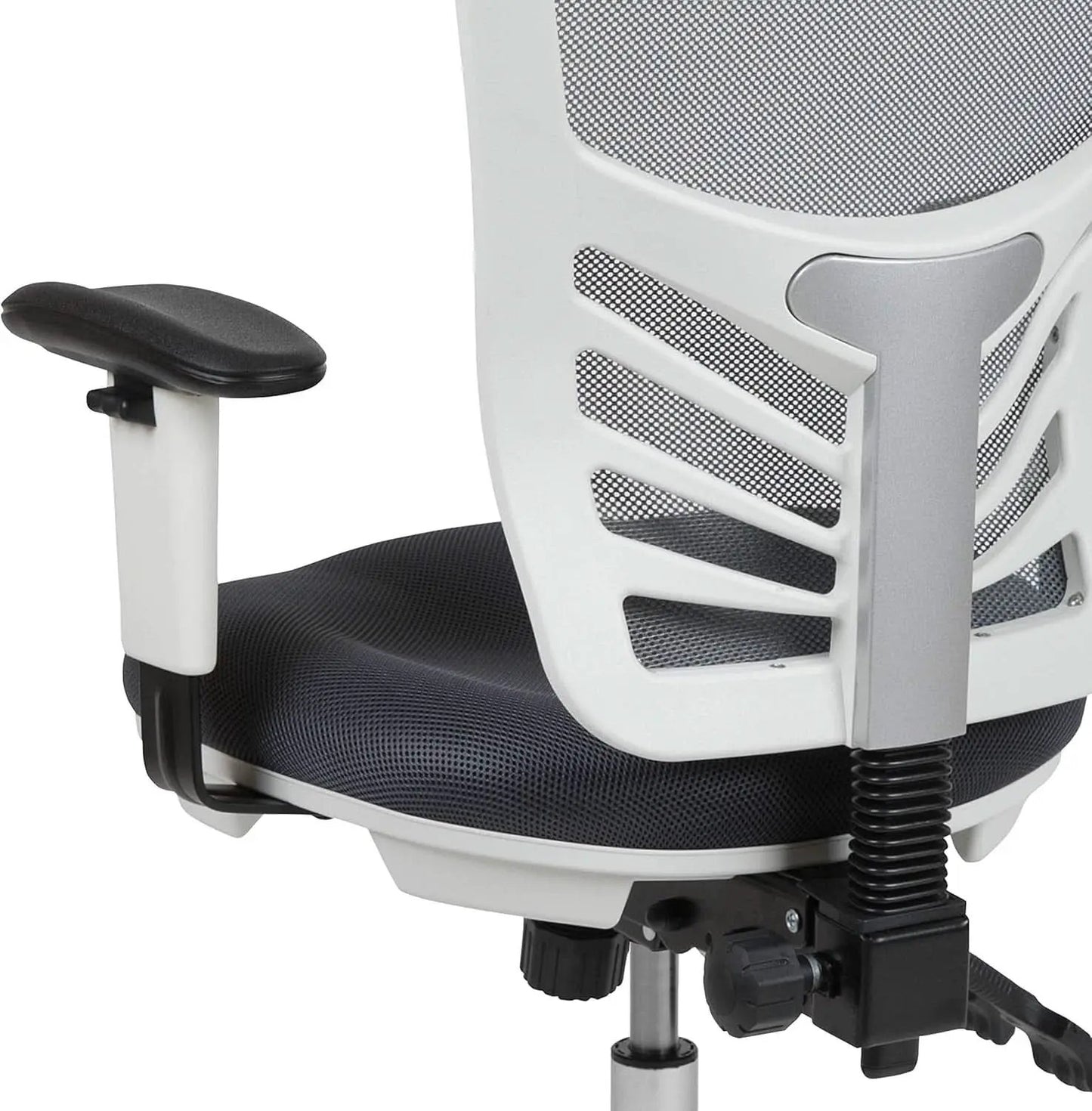 Nicholas Gray And White Mesh Mid Back Swivel Office Chair With Adjustable Lumbar from PriceLows™