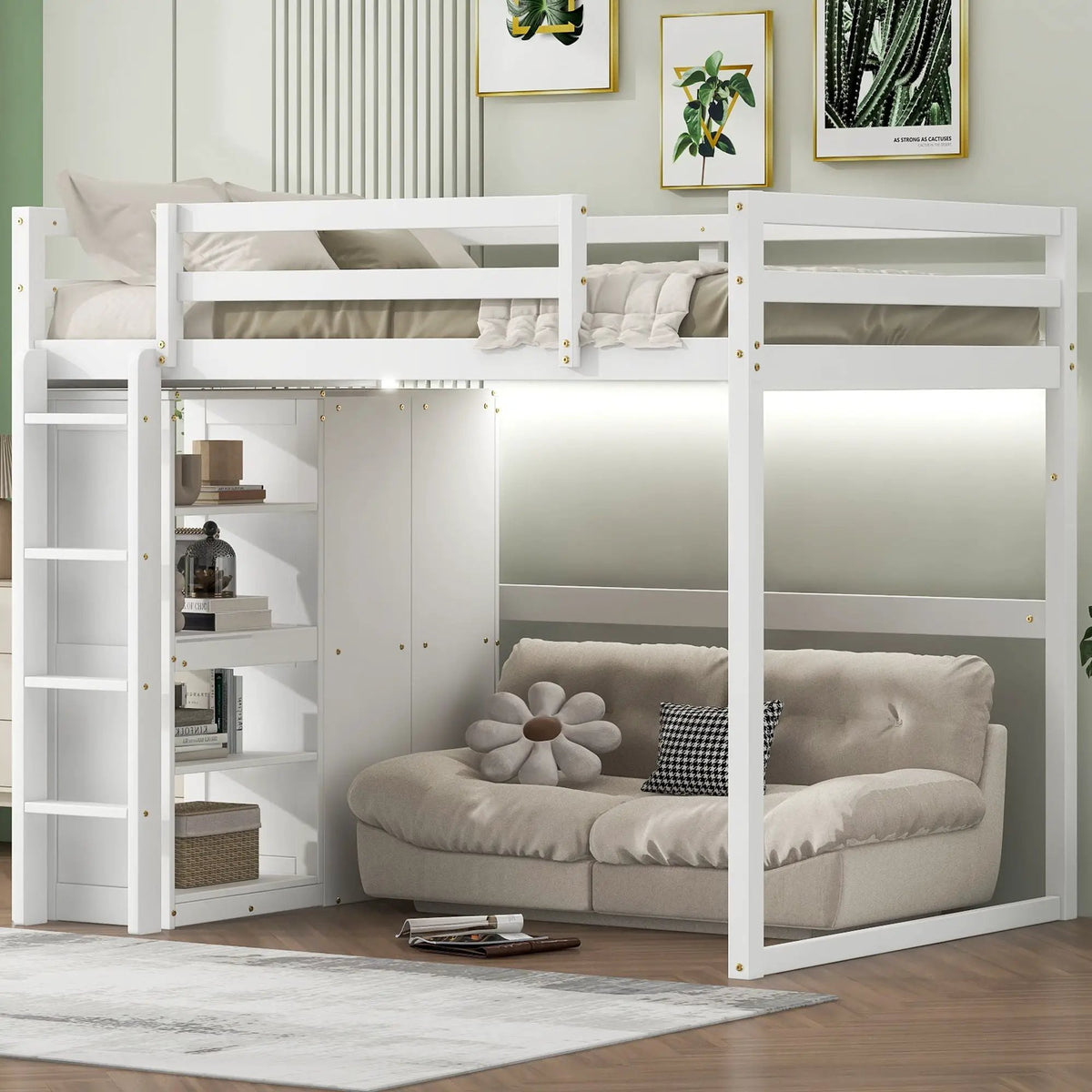 Loft Bed | Built In Wardrobe | Storage Shelves | Led Lighting