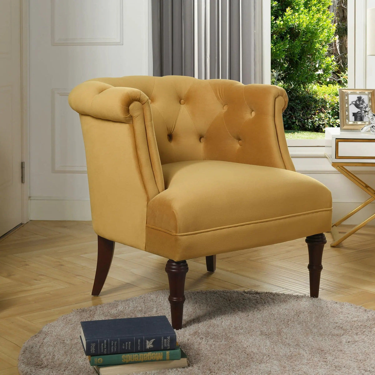 Katherine Tufted Accent Chair | 3 Pieces | Fabric & Plywood | Living Room