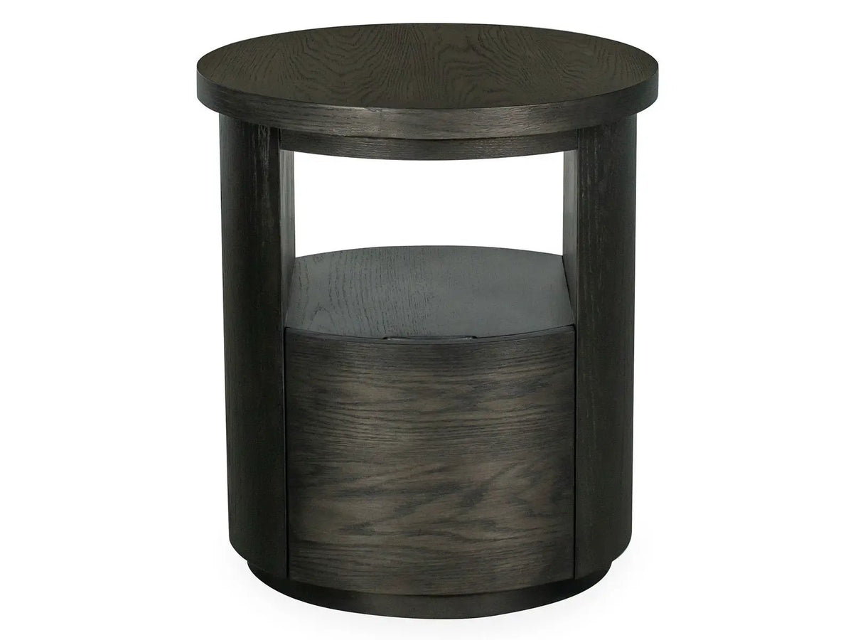 Bosley Round End Table | Coffee Bean Finish | Oak Veneer And Bentwood | 22 Inch Diameter