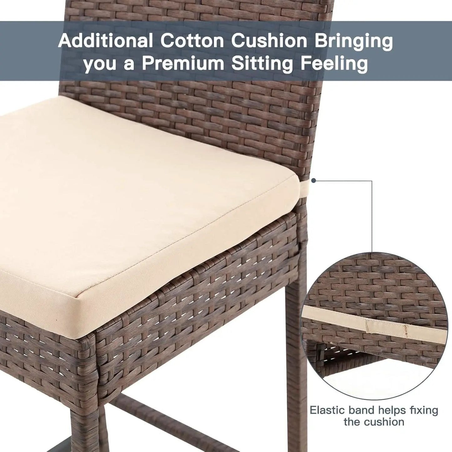 Outdoor Rattan Bar Stools Set with Cushions Comfort from PriceLows™