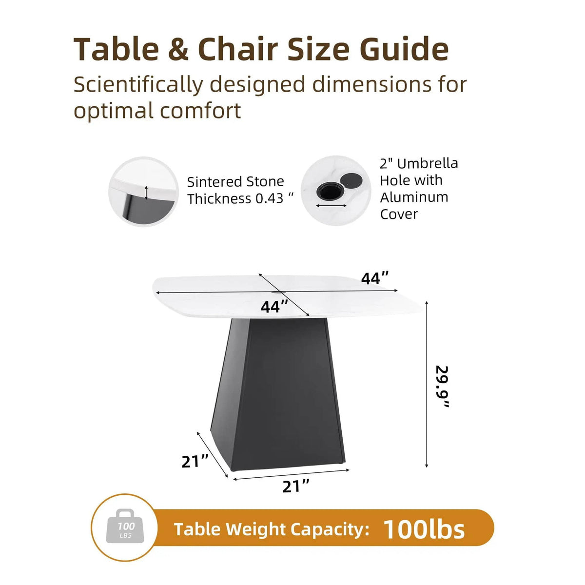 Rounded Square Outdoor Pedestal Dining Table | 2 Pieces | Aluminum & Stone | Dining Room