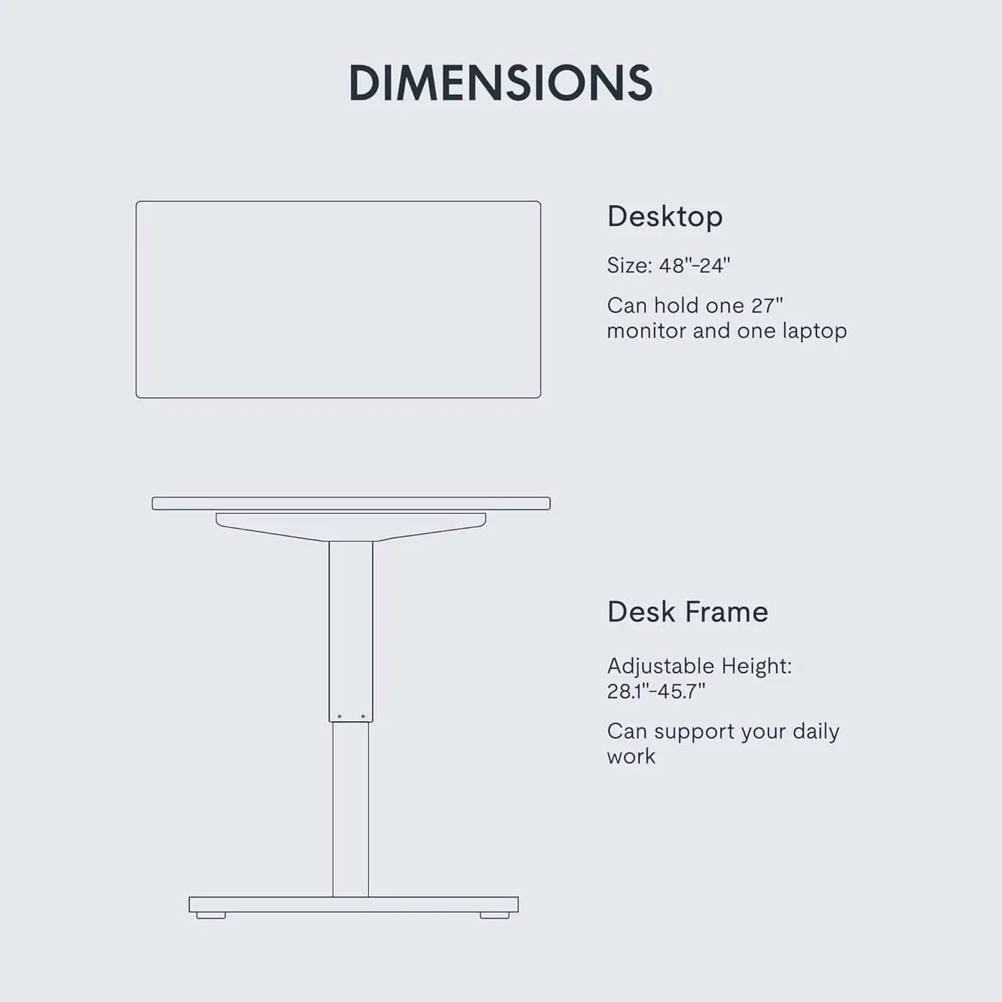Electric Height Adjustable Standing Desk 48X24 Inches from PriceLows™