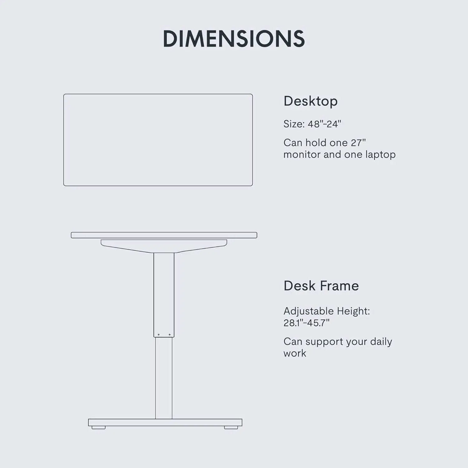 Electric Height Adjustable Standing Desk 48X24 Inches from PriceLows™