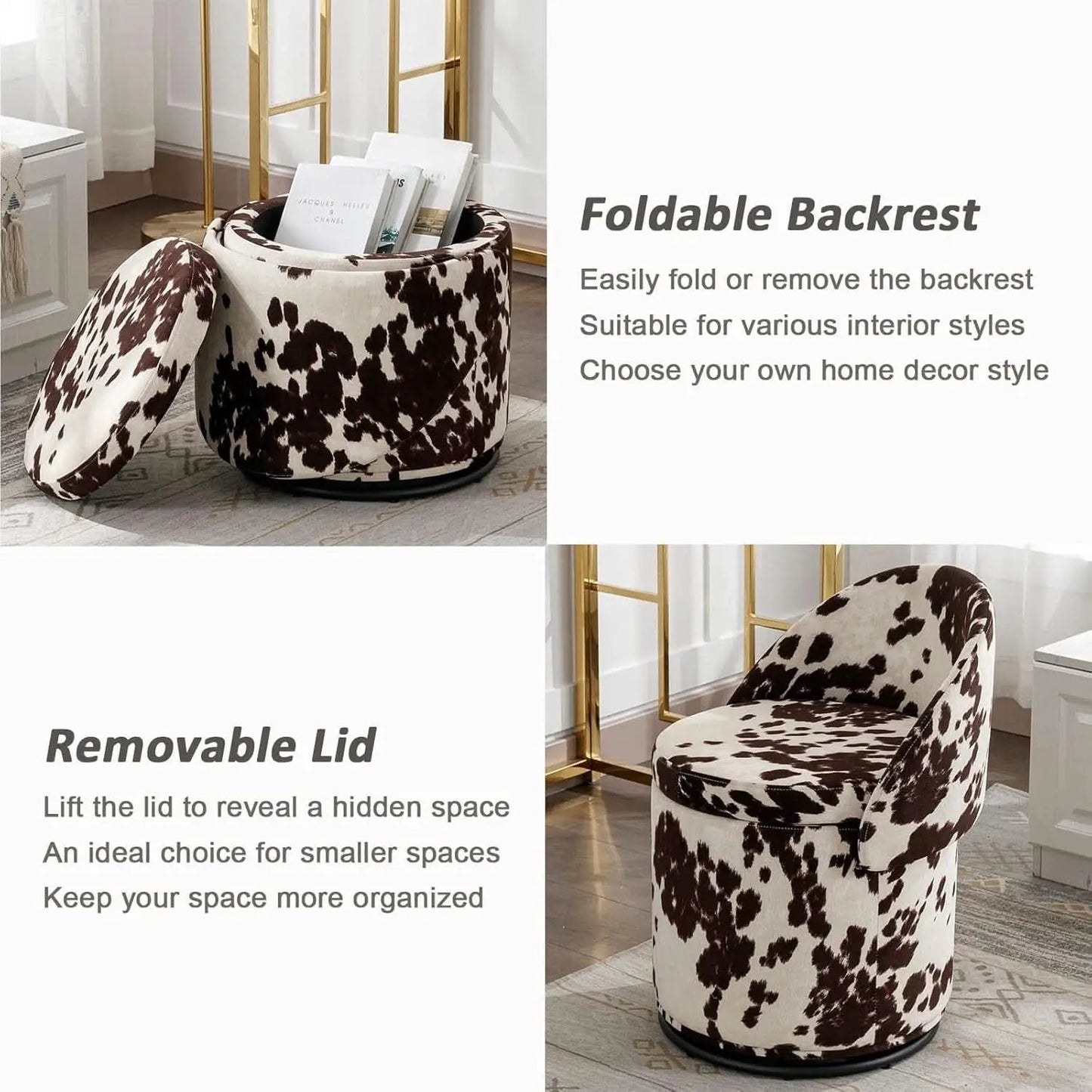 Rotating Brown Storage Ottoman With Hidden Compartment from PriceLows™