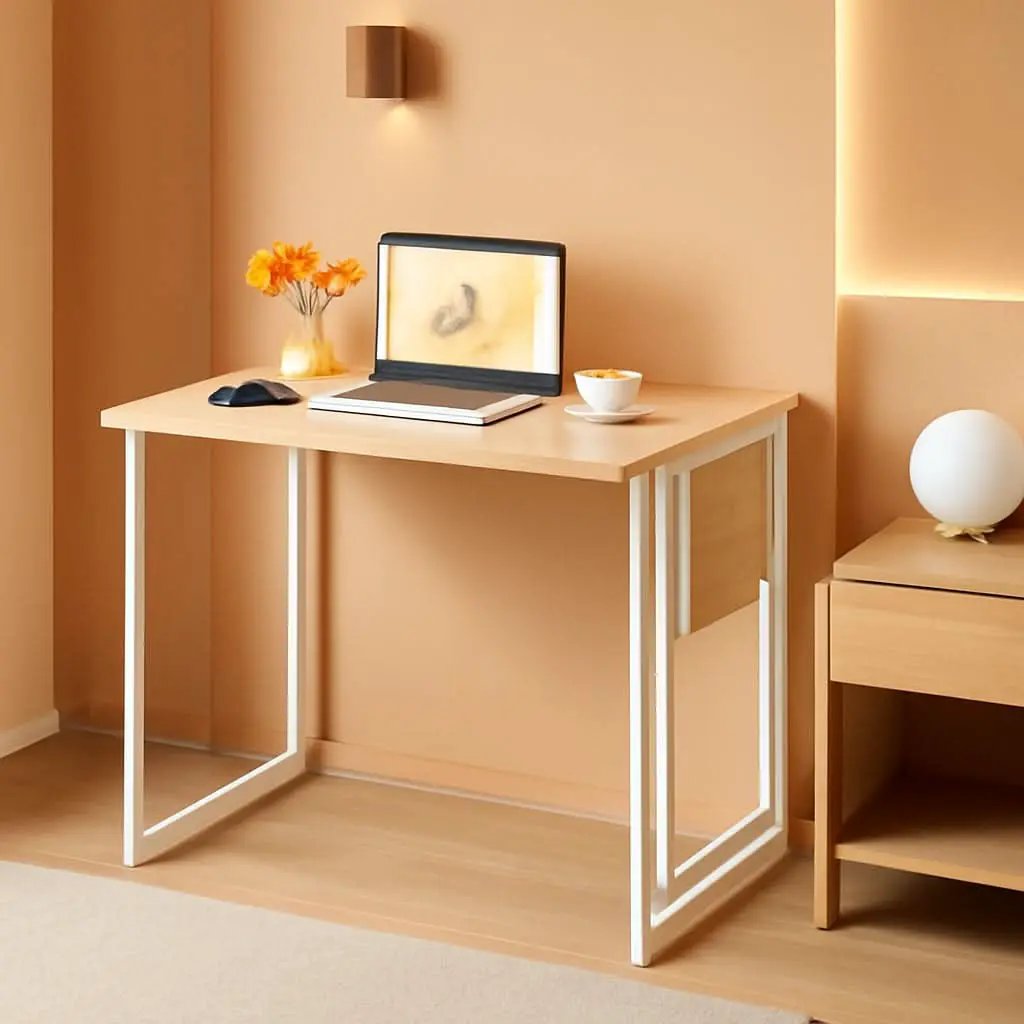 Folding Desk 31.5 Inch Oak Wood Small Space Computer Table from PriceLows™