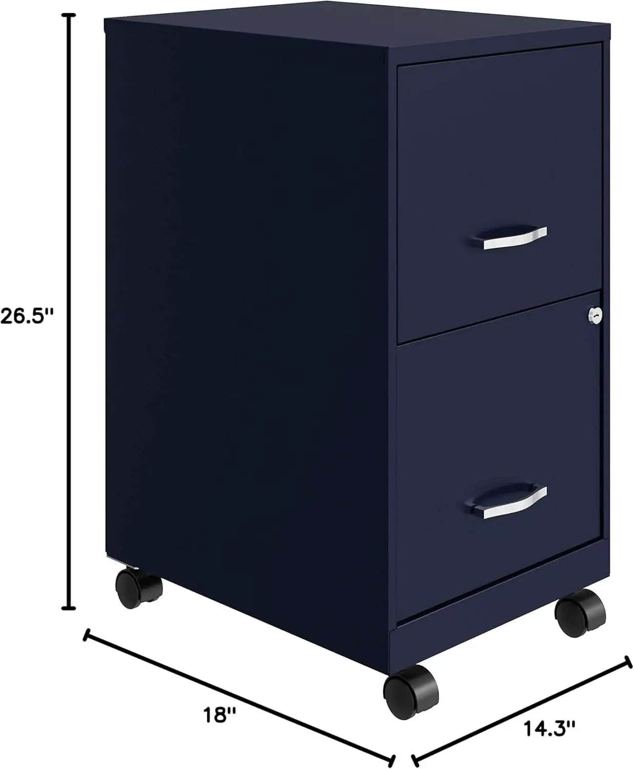 Mobile File Cabinet Navy With Two Locking File Drawers from PriceLows™