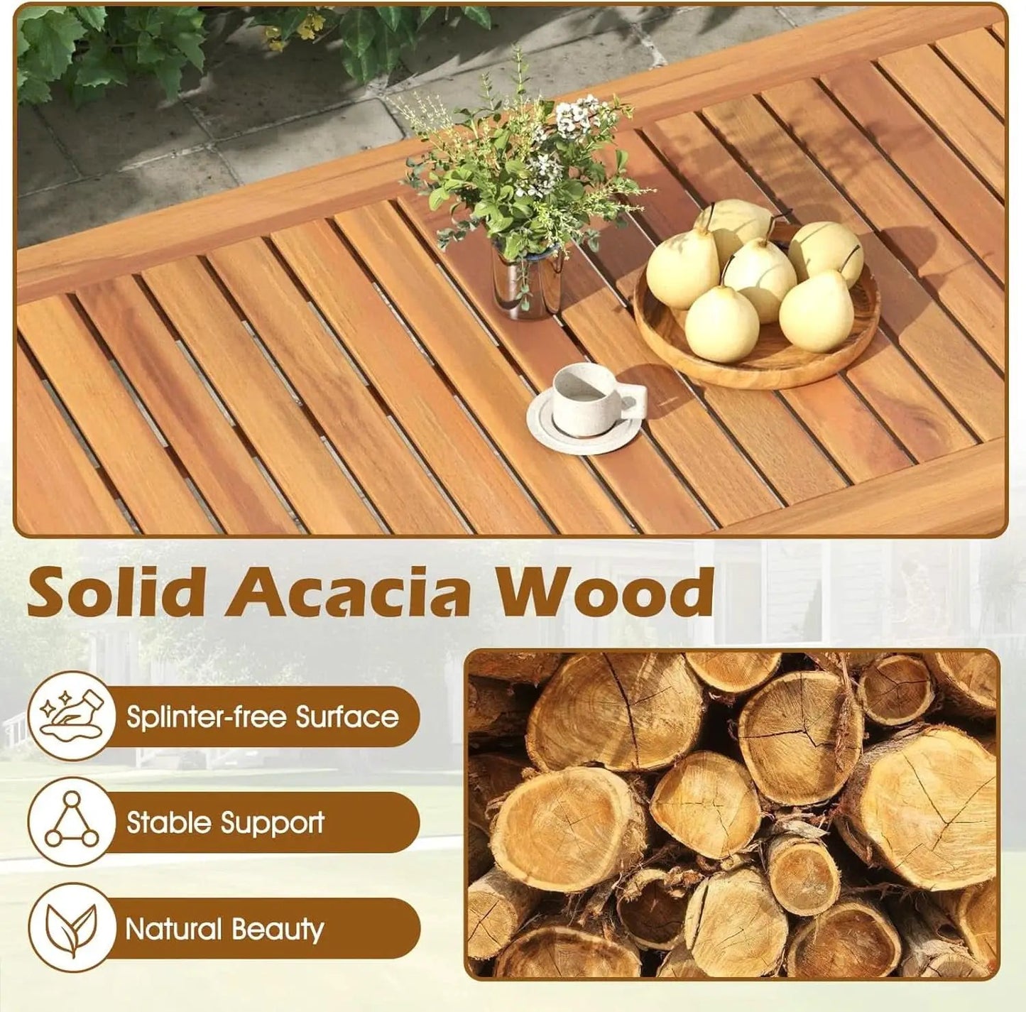 Outdoor Acacia Wood Patio Set With Cushions And Coffee Table from PriceLows™