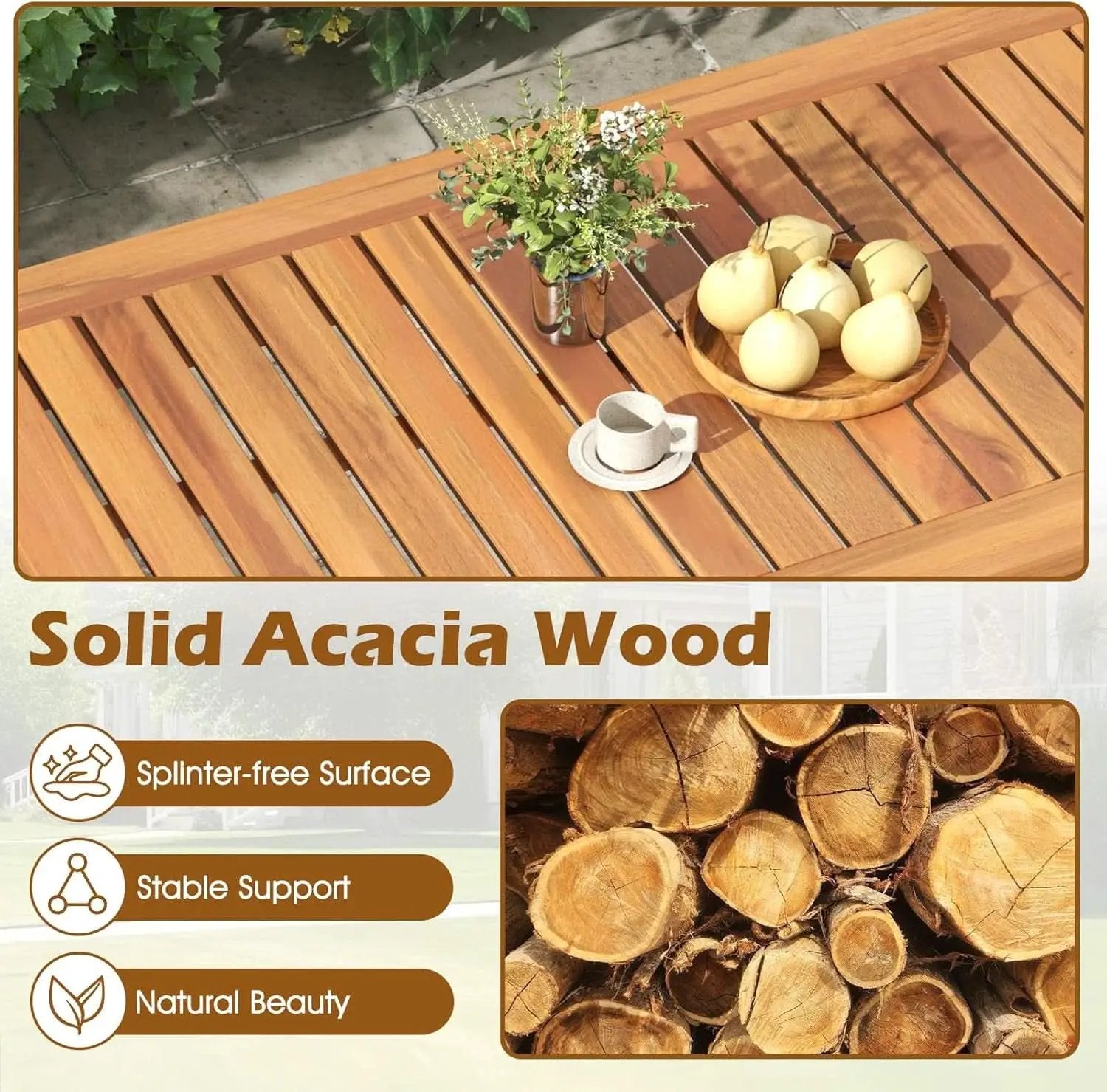 Outdoor Acacia Wood Patio Set With Cushions And Coffee Table from PriceLows™