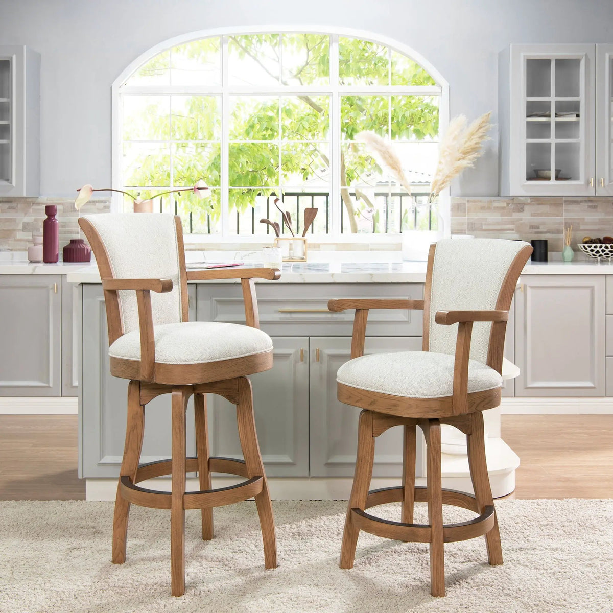 Williams Swivel Bar Stool | Counter Height | High Backrest | Sturdy Armrests
