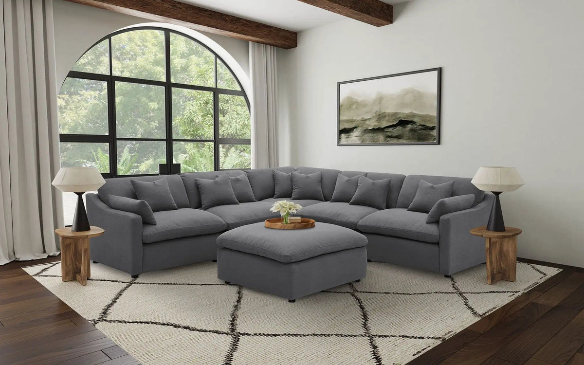Hobson Square Upholstered Ottoman | 40 x 38 x 19 in | Fabric | Charcoal