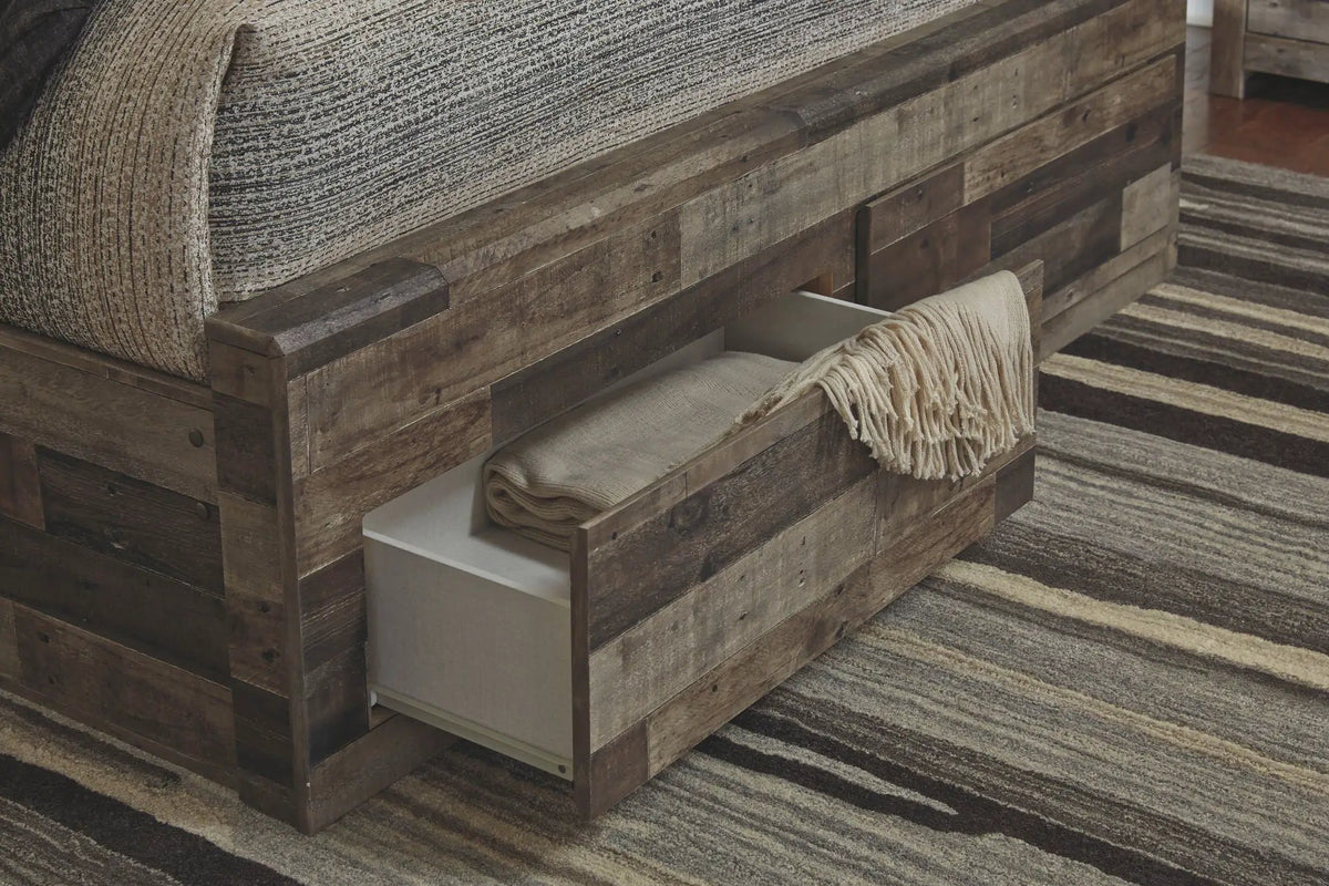 Derekson Youth Panel Bedroom Set | 4-Piece | Rustic Butcher Block Finish | Replicated Pine Grain