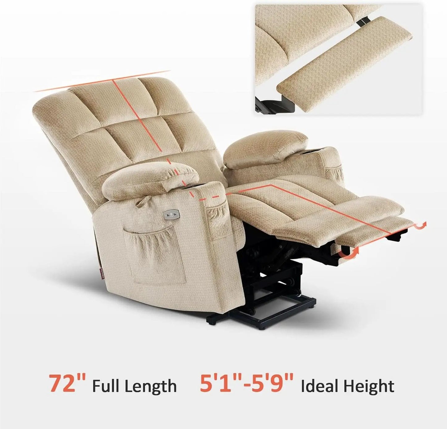 Dual Motor Power Lift Recliner Chair With Massage And Heat Beige Fabric Medium from PriceLows™