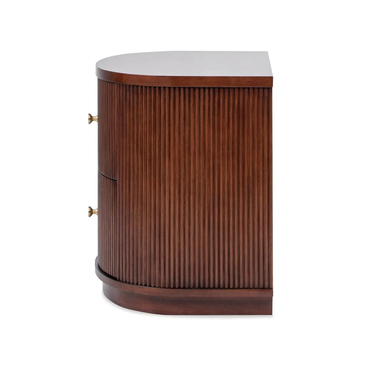 Valentine 2 Drawer Side Table | American Beech Wood | Half-Moon Shape | Fluted Carved Details