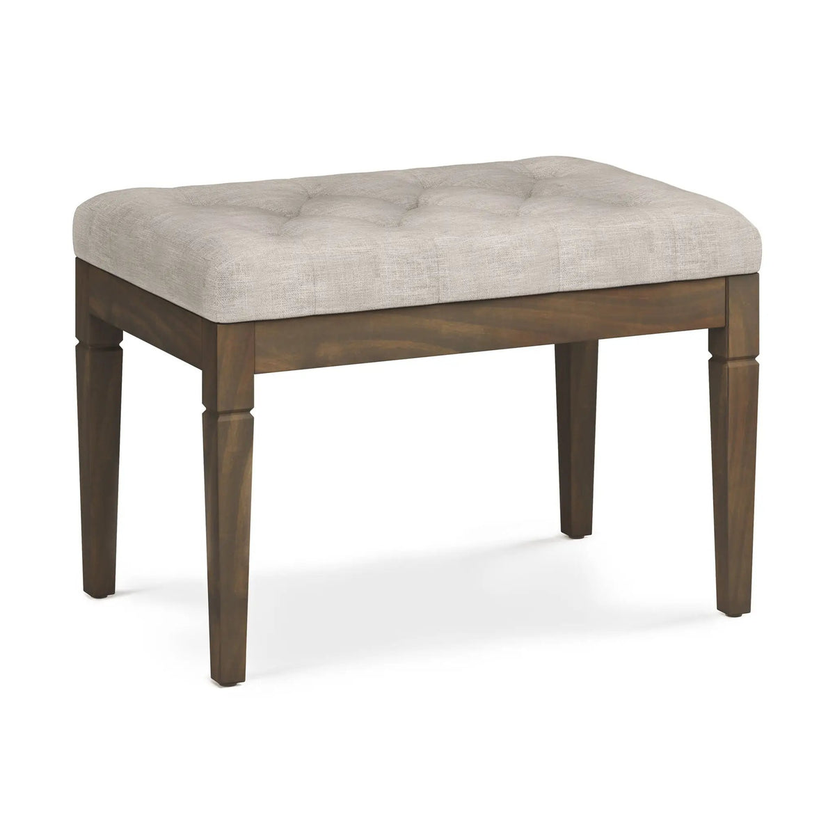 Waverly Upholstered Ottoman Bench | Tufting Detail | Carved Legs | Solid Wood Frame