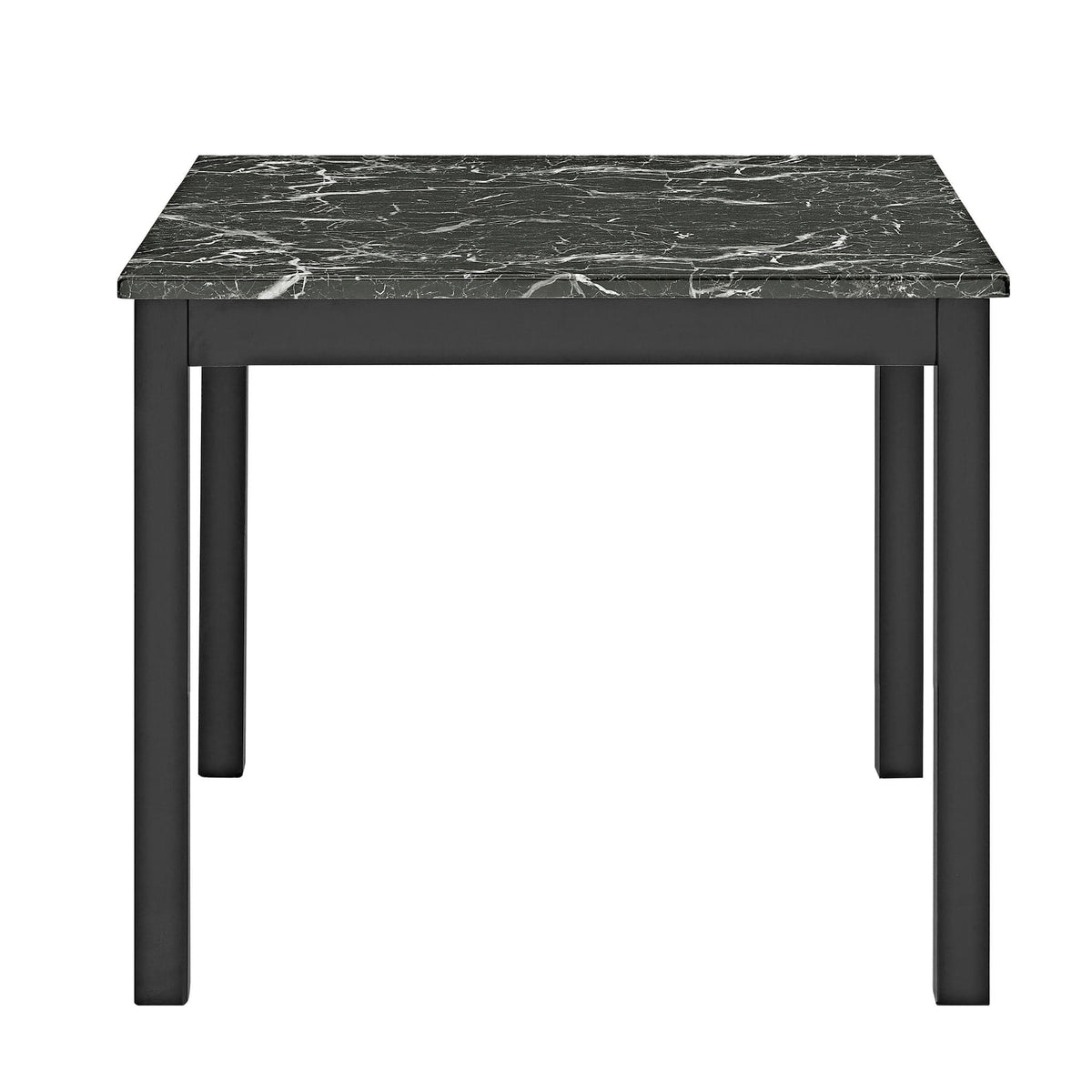 5 Piece Counter Height Dining Set With Table, Tufted Nail Head Chairs - | 5-Piece Set | Solid Wood & Faux Marble | Black