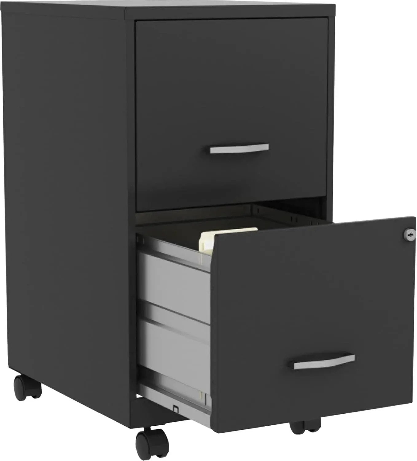 Two-Drawer Mobile File Cabinet Black With Locking Drawers 14.2 X 18 X 26.5 Inches Steel from PriceLows™