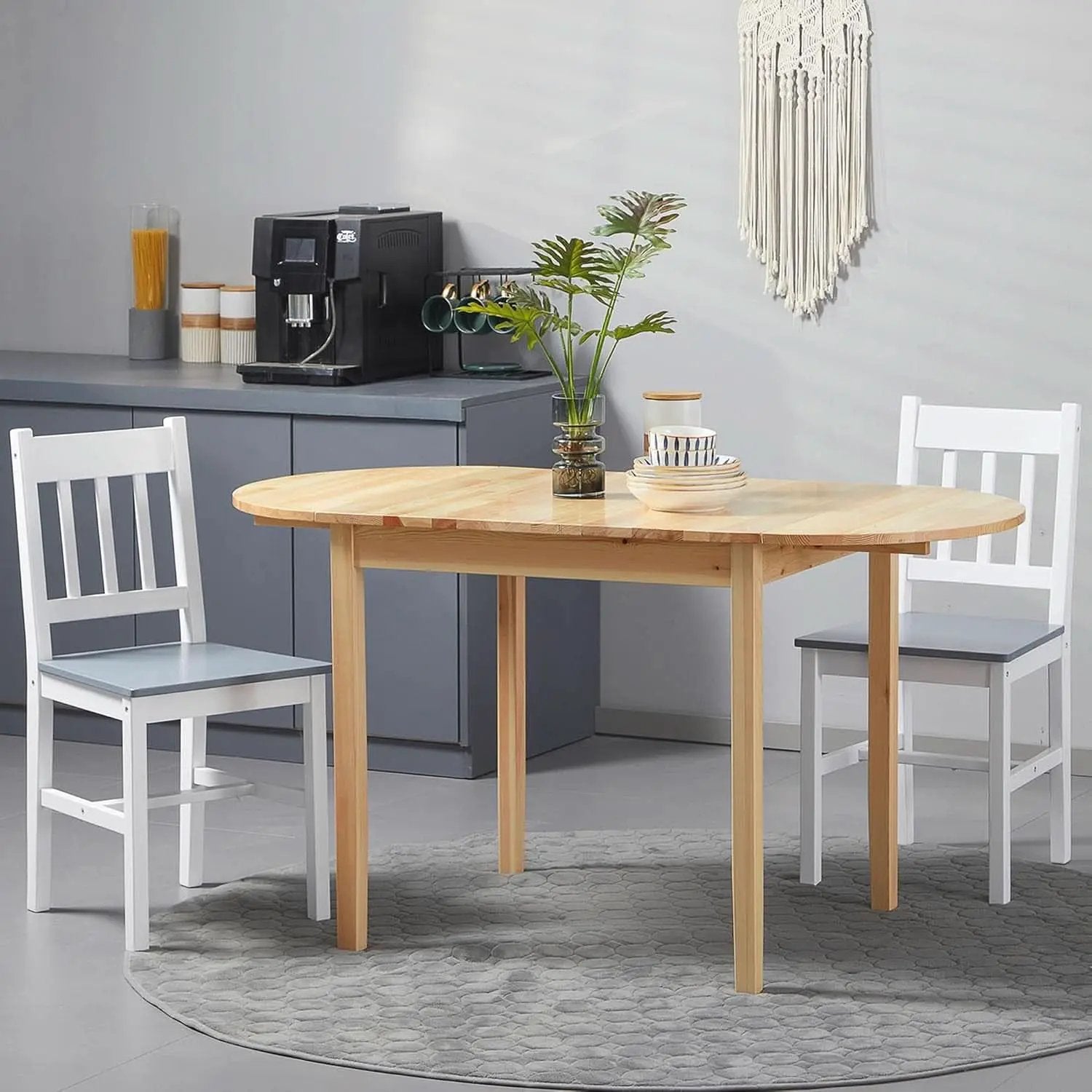 55 Inch Solid Pine Dropleaf Dining Table Expandable from PriceLows™