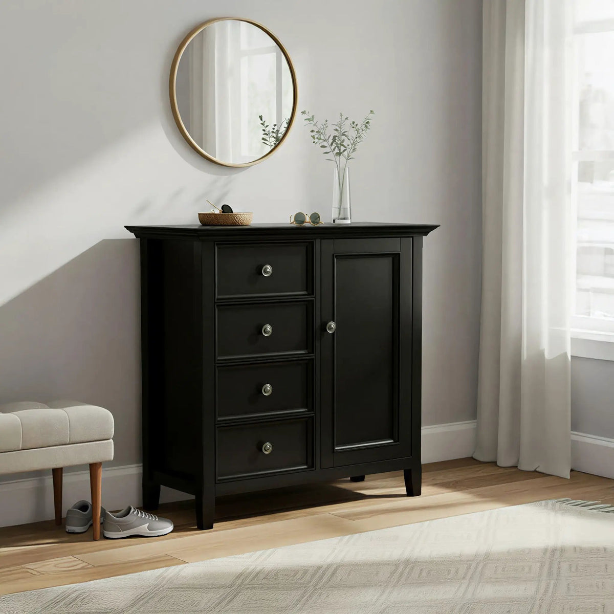 Amherst Storage Cabinet | Medium Handcrafted Solid Wood | NC Lacquer Finish | Multipurpose Storage