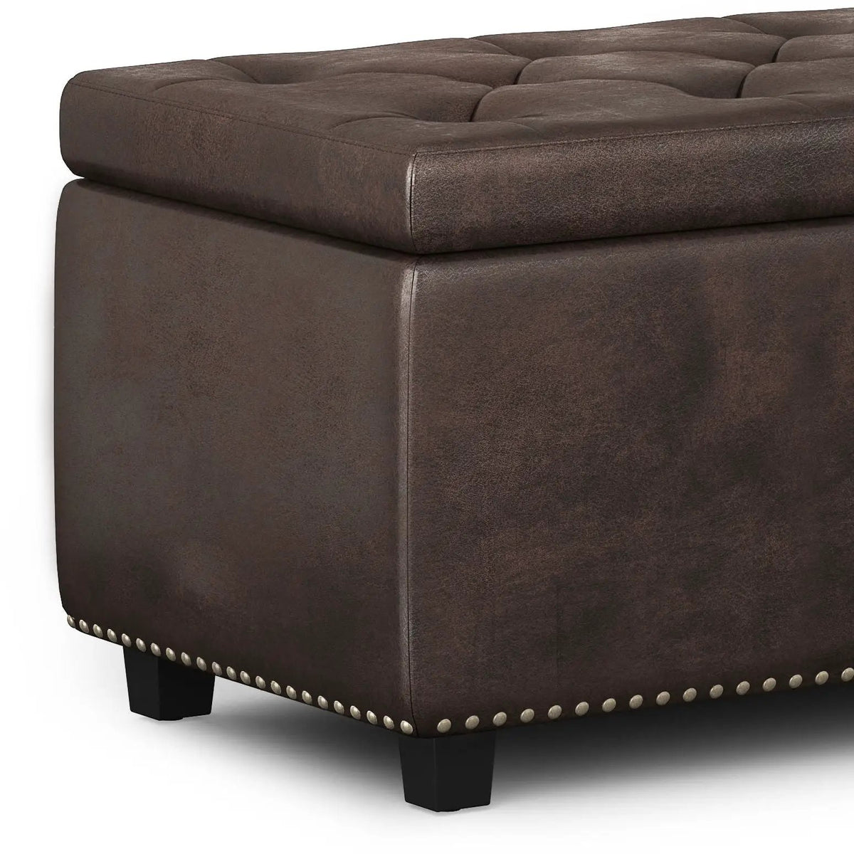 Hamilton Upholstered Storage Ottoman | Child Safety Hinge | Large Interior Storage | 47.6 Inch Length