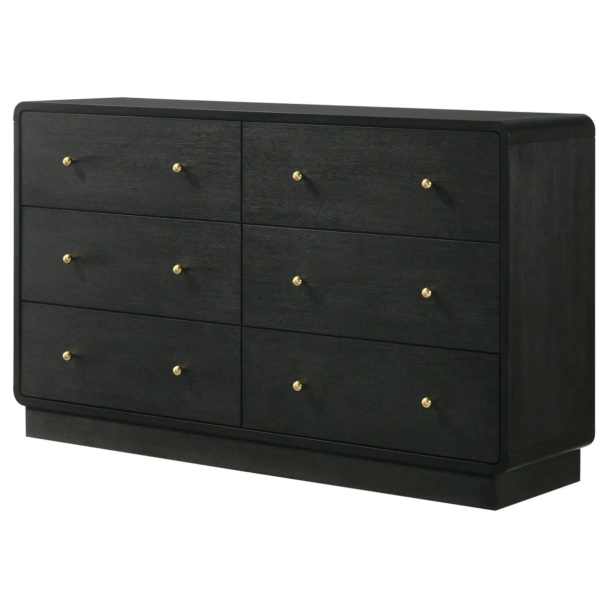 Cavelle 6-drawer Dresser Cabinet | 58.5 x 16.75 x 34.25 in | Brass | Black